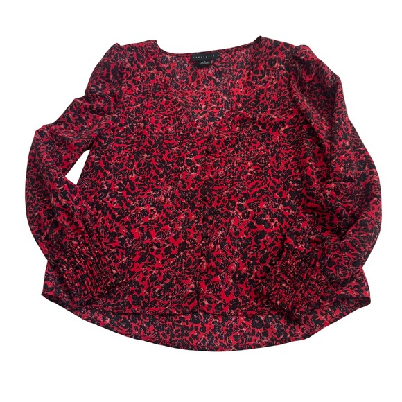 Sanctuary Red Animal Print Long Sleeve Blouse Top XS - Picture 1 of 4